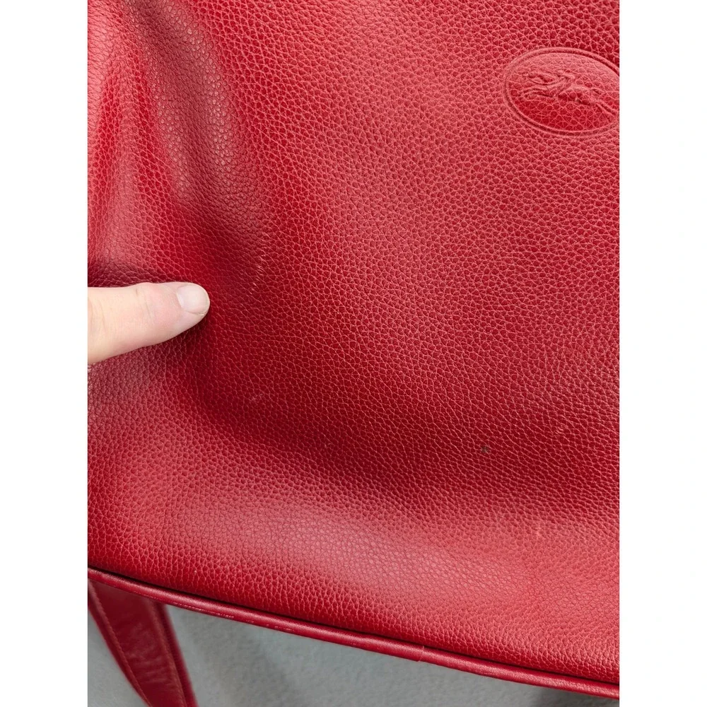 Long Champ‎ Vintage Weekender Bag Calfskin Leather Shoulder Strap Double Handled